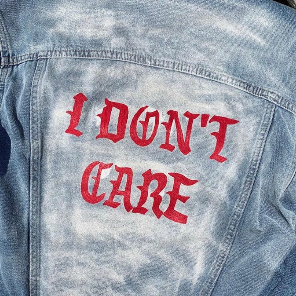 Custom Hand Painted Gothic Lettering Denim Jacket - Picture 2 of 2